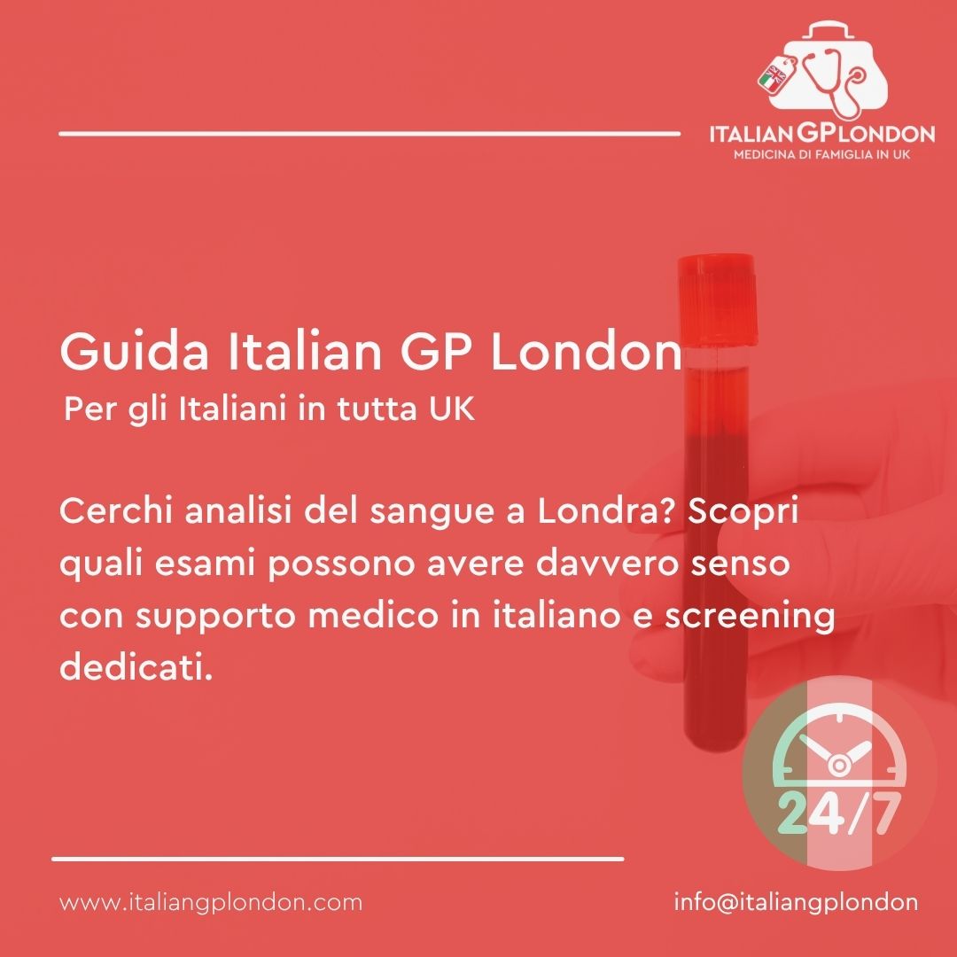 Analisi del sangue a Londra con medico italiano e screening salute per italiani nel Regno Unito