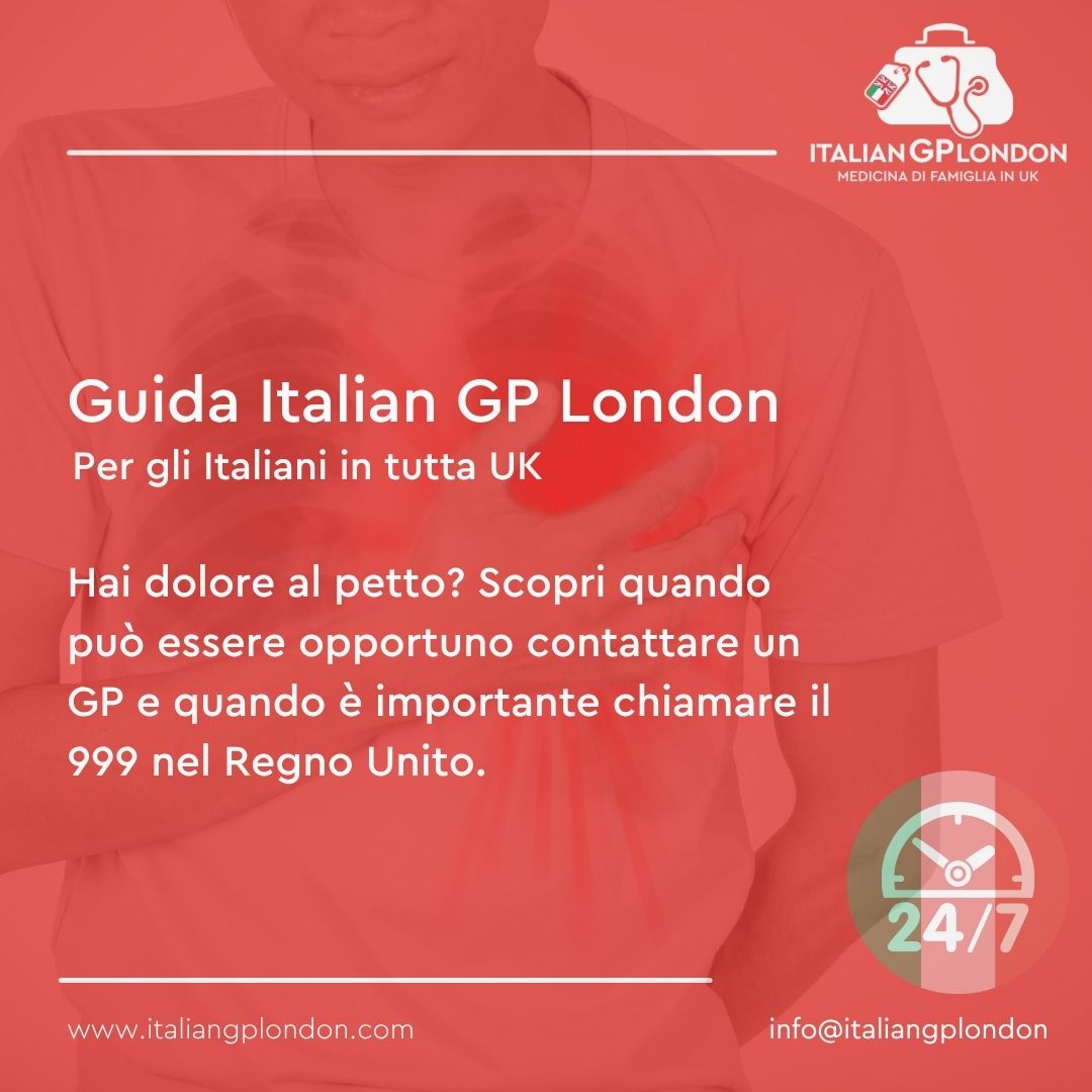 Valutazione del dolore al petto nel Regno Unito con indicazioni su quando rivolgersi al GP e quando chiamare il 999